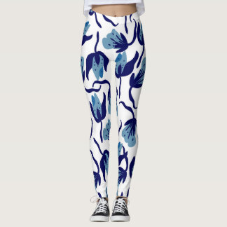 Leggings Floral De Pansy Azul: Impresionante.