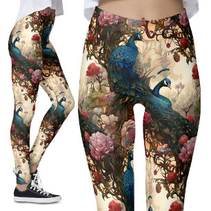 Leggings Floral de pavo real