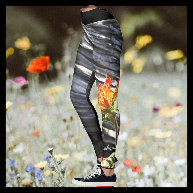 Leggings Floral de pincel indio con nombre personalizado (Subido por el creador)