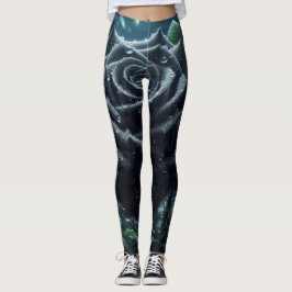 Leggings Floral de Rosa negro