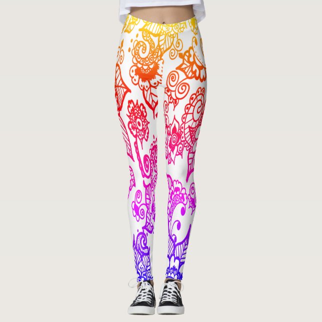 Leggings Floral de varios colores inspirado en Henna (Anverso)