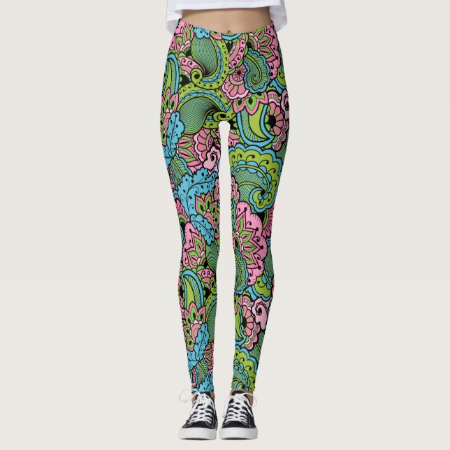 Leggings Floral decorativa/Mandala (Anverso)