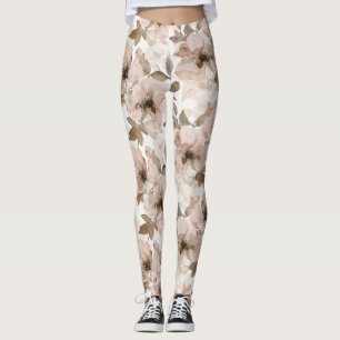 Leggings Floral del sudoeste marrón rosa