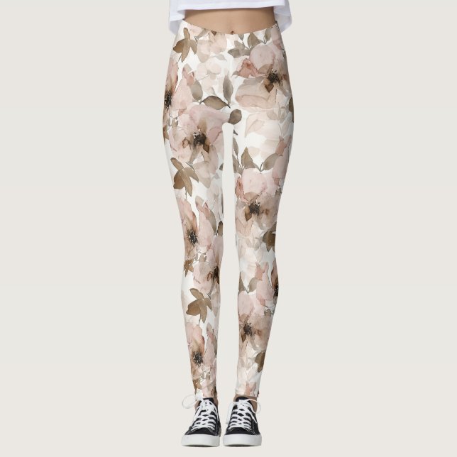 Leggings Floral del sudoeste marrón rosa (Anverso)