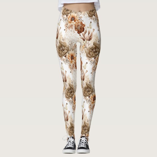 Leggings Floral del Suroeste Crema Marrón Occidental (Anverso)