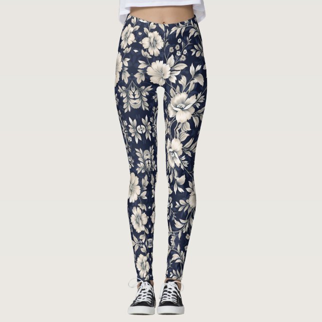 Leggings Floral en azul (Anverso)
