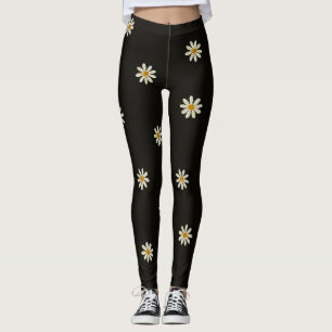 Leggings Floral en Blanco y Negro