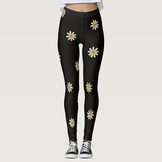 Leggings Floral en Blanco y Negro (Anverso)