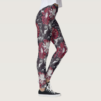 Leggings Floral enrrollado en rojo y negro intrépidos