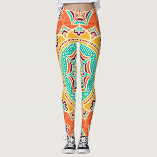 Leggings Floral Étnica: Encantador Diseño Sin Marea.