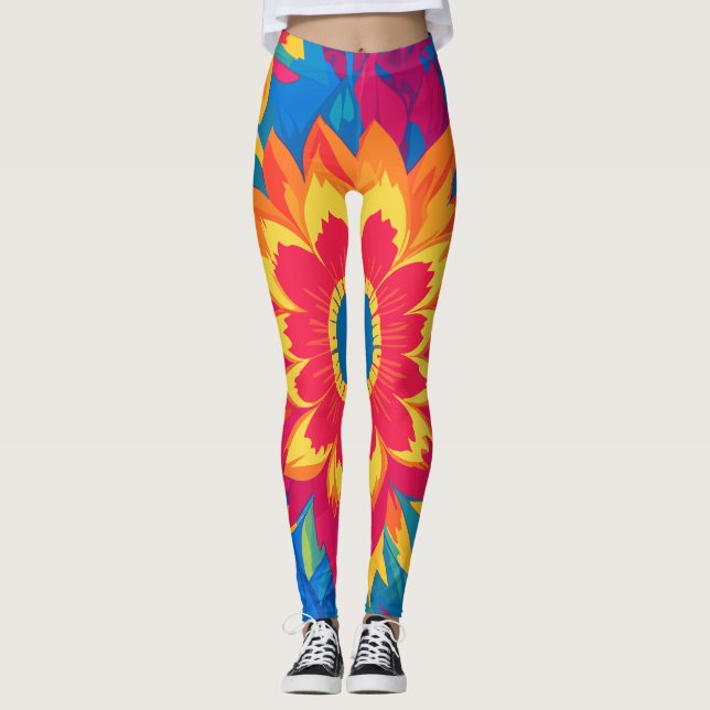 Leggings Floral expresiva de moda y vibrante (Anverso)