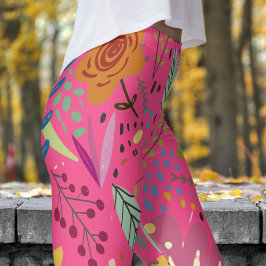 Leggings Floral fantástica en la impresión rosa francesa