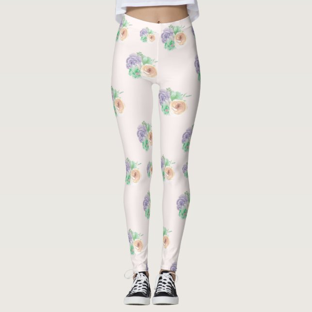 Leggings Floral Floral Púrpura Púrpura Púrpura (Anverso)