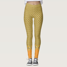 Leggings Floral geométrica retro Naranja