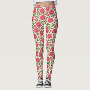 Leggings Floral Girly Lush Peonies Rosa