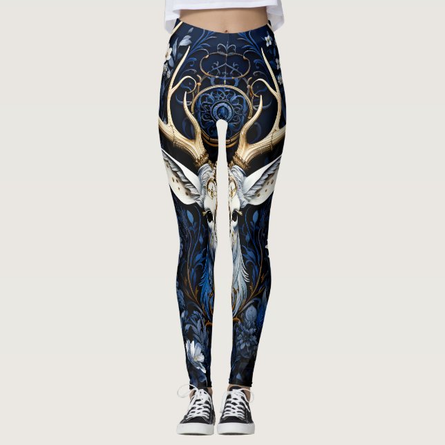 Leggings Floral Gótico Celestial de Medianoche Ciervo  (Anverso)