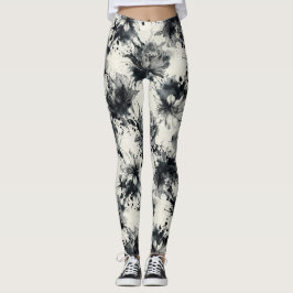 Leggings Floral Ink Splash Pattern – Abstract Botanical 