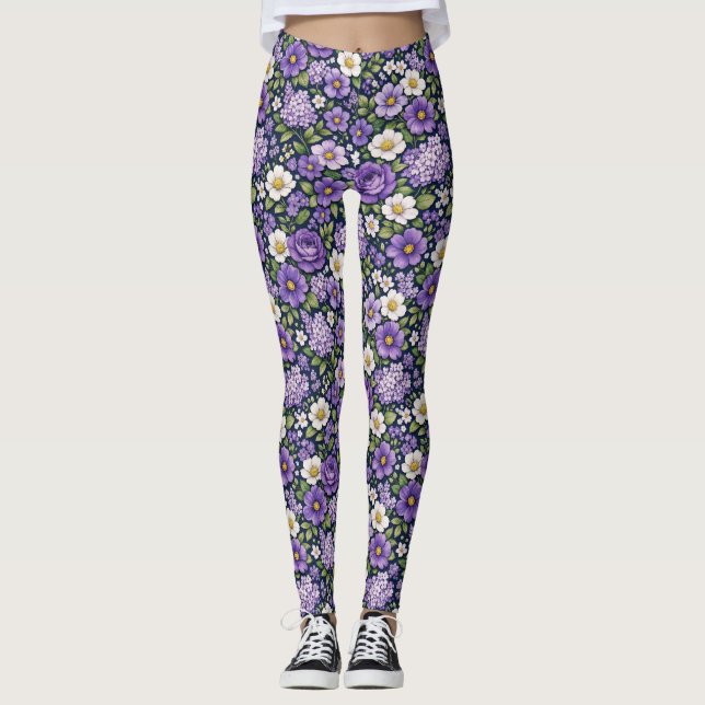 Leggings floral lilas (Anverso)