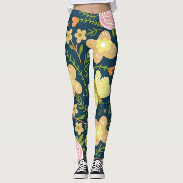 Leggings Floral, Mariposa Y Glamour Elegante Sin Precedente (Anverso)