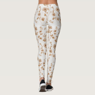 Leggings Floral marrón crema romántico