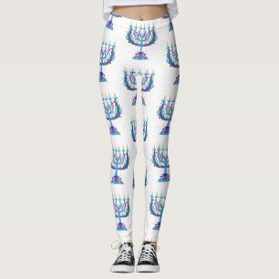 Leggings floral menorah hanukkah
