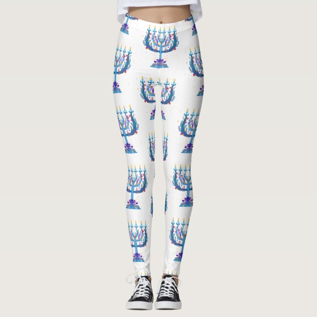 Leggings floral menorah hanukkah (Anverso)