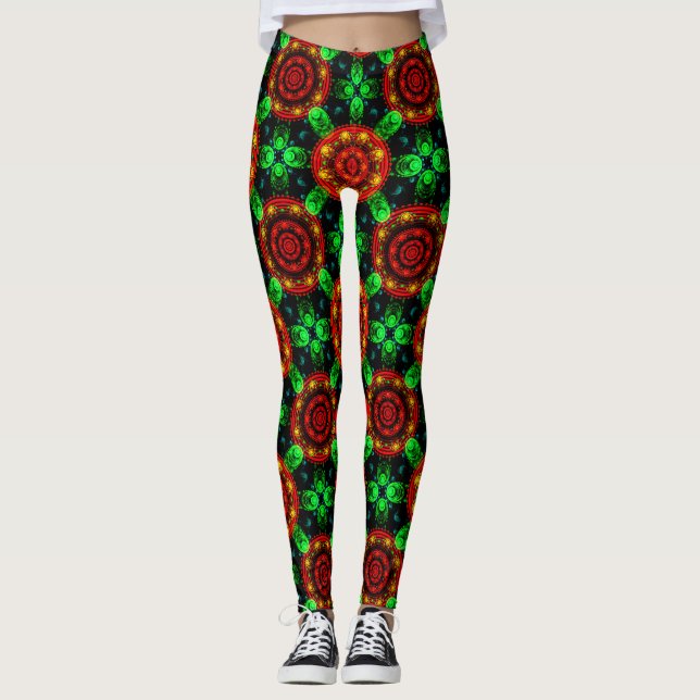 Leggings Floral Modern Boho Elegant Abstract Pattern #504 (Anverso)