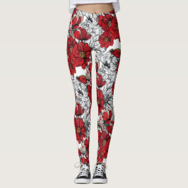 Leggings Floral moderna.Flores de primavera.