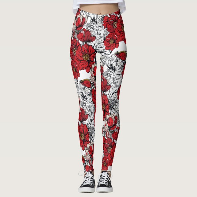 Leggings Floral moderna.Flores de primavera. (Anverso)