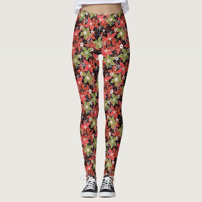 Leggings Floral multicolored sketch retro autumn  (Anverso)