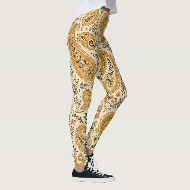 Leggings Floral Naranja Quemada Paisley (Derecha)