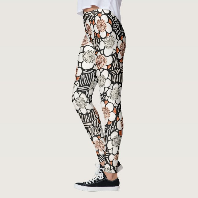 Leggings Floral negra y roja japonesa (Izquierda)