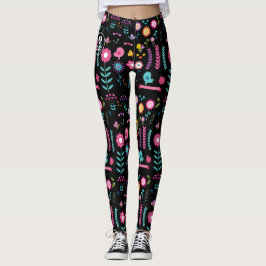 Leggings Floral - Negro - Emo - Piernas