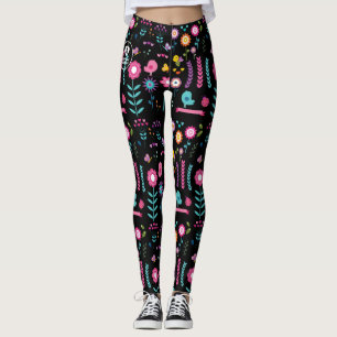 Leggings Floral - Negro - Emo - Piernas
