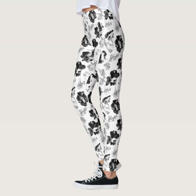 Leggings Floral, negro y blanco (Izquierda)