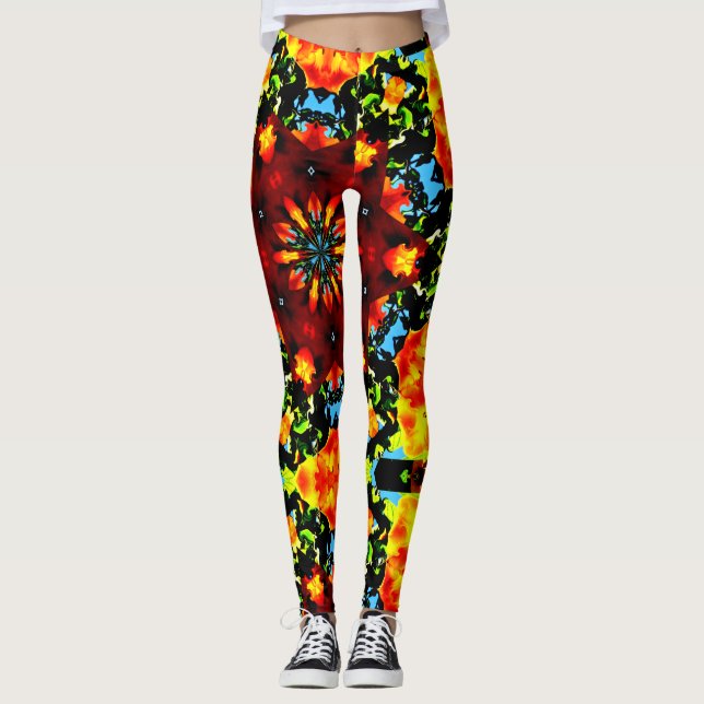 Leggings Floral Orange (Anverso)
