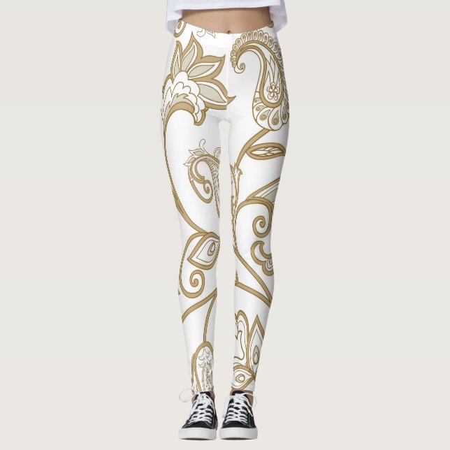 Leggings Floral oriental: Étnica florida y azucarada. (Anverso)