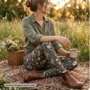 Leggings Floral Oscura Vintage de Flor Silvestre