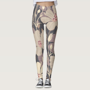 Leggings Floral oscuro retro: patrón sin foco