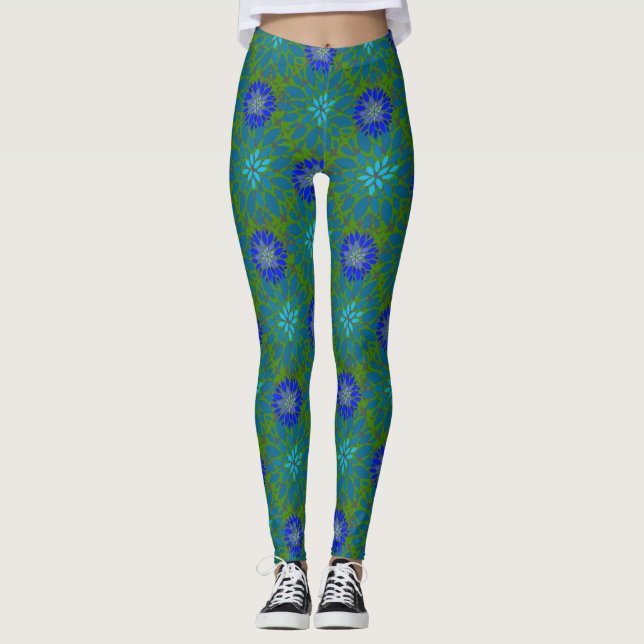 Leggings Floral pattern.05.FR.Bluex4b Green BG (Anverso)