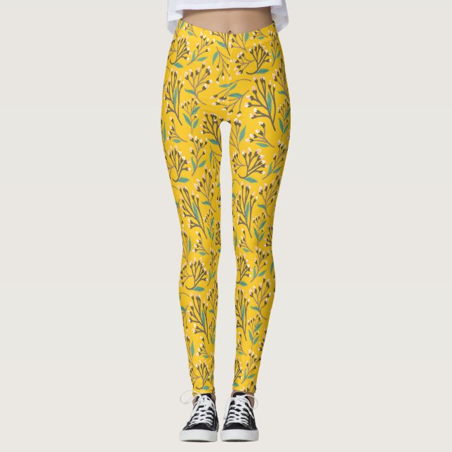 Leggings Floral Pattern in  delicate branches and buds (Anverso)