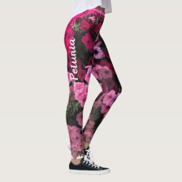 Leggings Floral Pink Purples Green Garden Personalizado