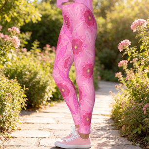 Leggings Floral Pintado a Mano Rosa
