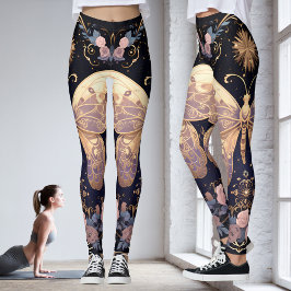 Leggings Floral Purple rosa mariposa amarilla yoga