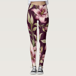 Leggings Floral Purpura