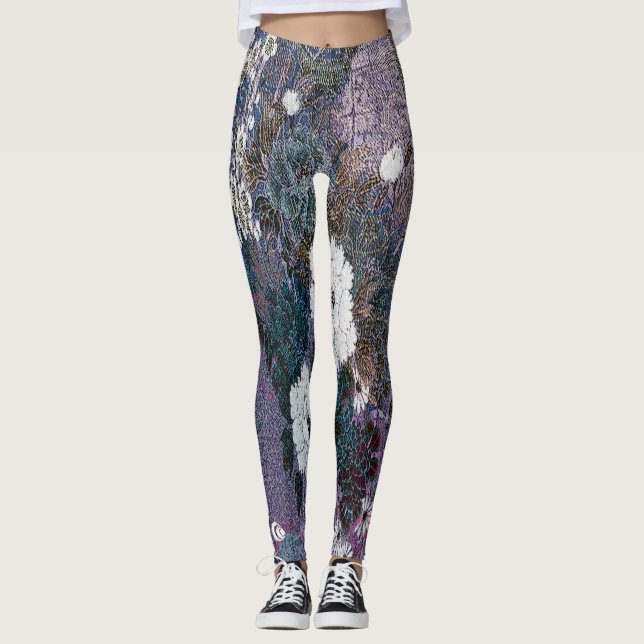 Leggings Floral púrpura tejida (Anverso)