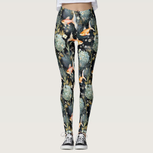 Leggings Floral: Resplandor de pez dorado