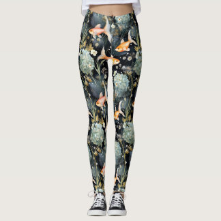 Leggings Floral: Resplandor de pez dorado