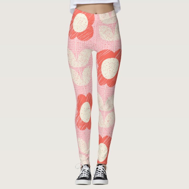 Leggings Floral retro con estilo escandinavo sin soldadura (Anverso)