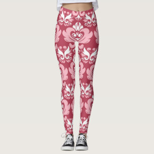 Leggings Floral roja: amarillo pálido sin foco